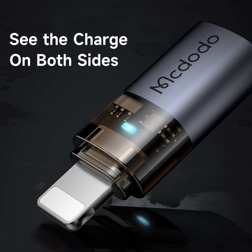 MCDODO OT-7630 MDD USB-C Female to iP Male Adapter with LED Light PD 36W Fast Charging Converter