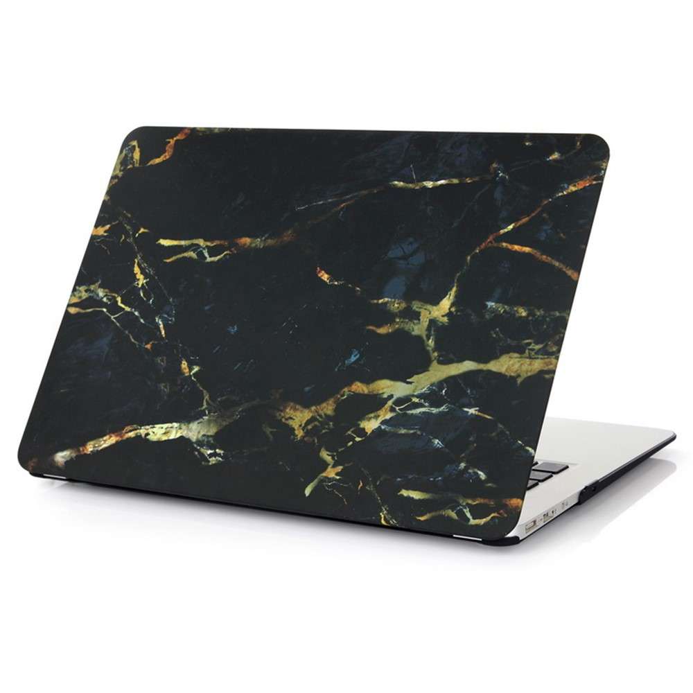 Marble Pattern Hard Snap-on Cover for Macbook Air 13.3 Inch Heat-Dissipated - Yellow / Black