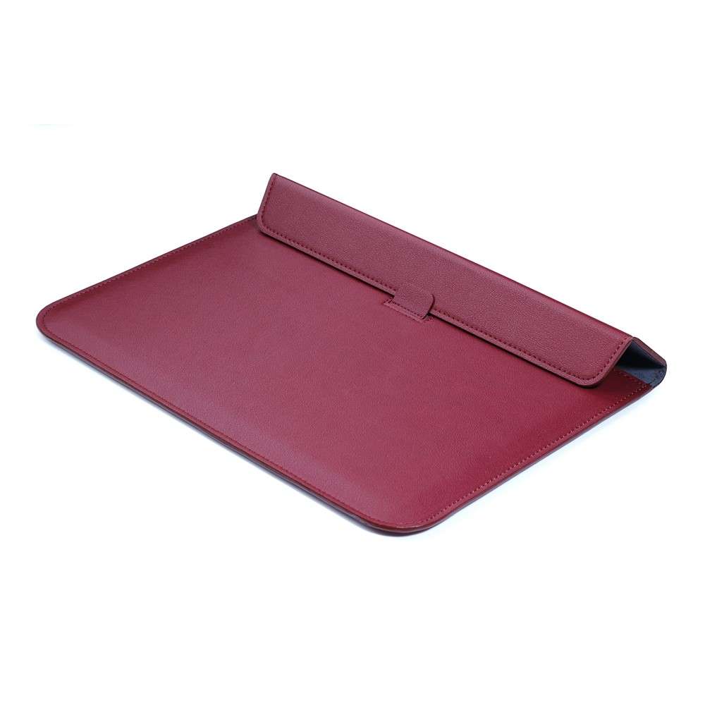 Envelop Style Leather Sleeve Pouch for Apple MacBook 12-inch / Air 11.6-inch - Wine Red