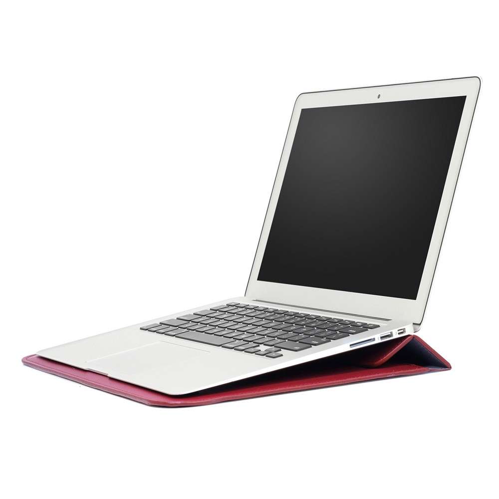 Envelop Style Leather Sleeve Pouch for Apple MacBook 12-inch / Air 11.6-inch - Wine Red
