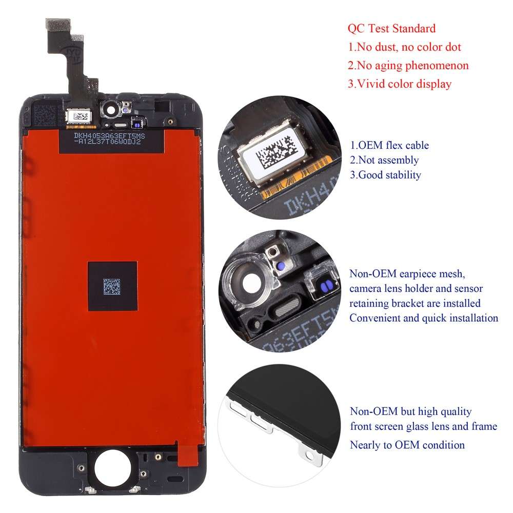 Black for iPhone 5s / iPhone SE LCD Assembly ( LCD Screen + Camera Holder + Earpiece Mesh + Sensor I