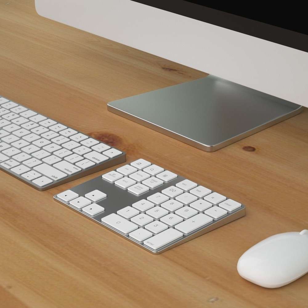 Aluminium 34-Key Wireless Numeric Bluetooth-compatible Keyboard Keypad for Windows/iOS/Android - Sil