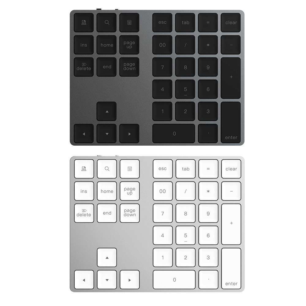 Aluminium 34-Key Wireless Numeric Bluetooth-compatible Keyboard Keypad for Windows/iOS/Android - Sil