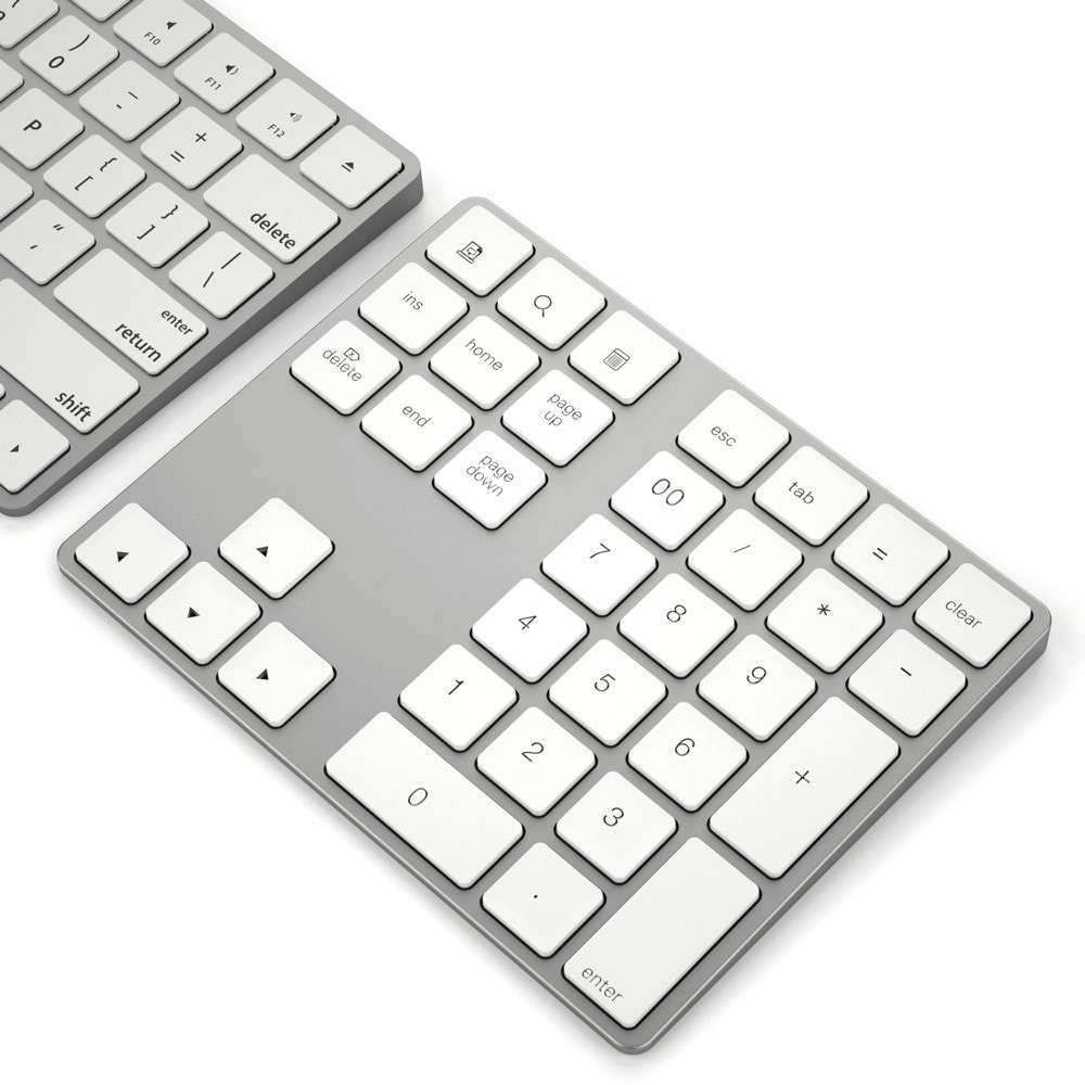 Aluminium 34-Key Wireless Numeric Bluetooth-compatible Keyboard Keypad for Windows/iOS/Android - Sil