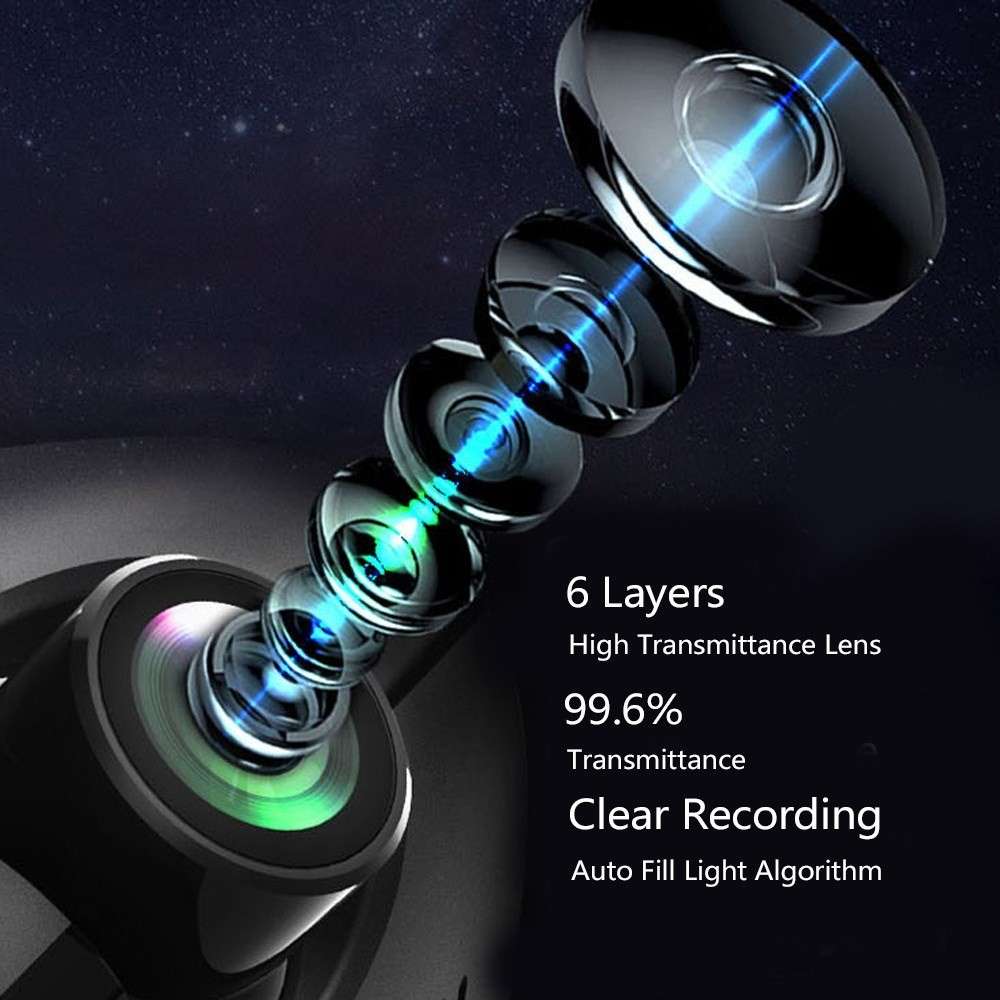 1296P DVR Dash Camera Front and Inside Dual Camera Car Dashcam 3 inch Gravity Sensing IPS Screen Dri