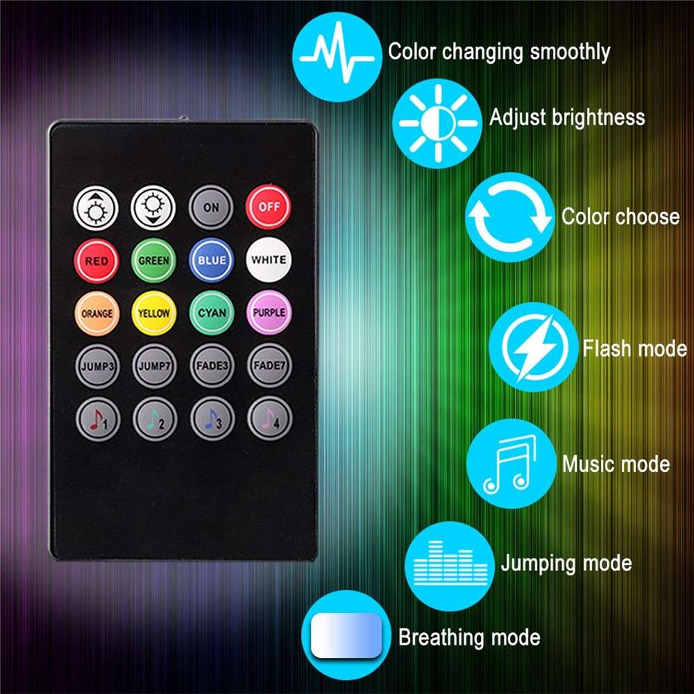 Car LED Strip Light 4Pcs 48 LED DC 12V Neon Strip Car Interior Led Decorative Lamp with Sound Active