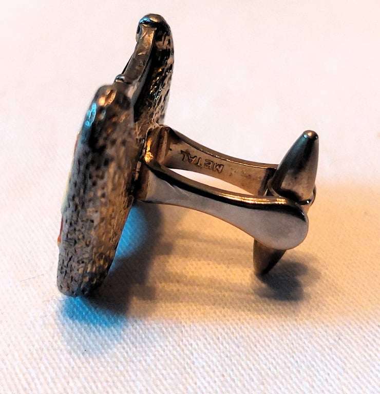 Vintage Japanese Arita Toshikane - Metal -Samurai Warrior cufflinks