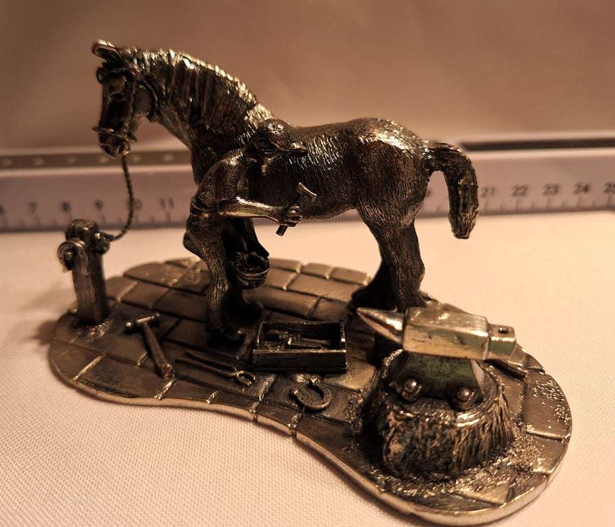 Rare & Collectable Vintage Pewter Blacksmith Workshop - Royal Hampshire Art