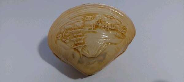 Japanese Celluloid Clam Shell Diorama - Rickshaw