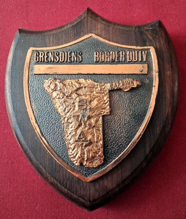 SADF Grensdiens / Border Duty Wooden Shield Plaque  SWA Map Design - SADF Grensdiens ...