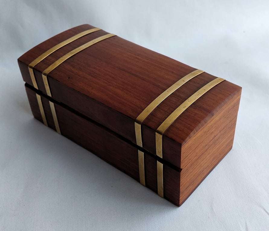 Decorative Nautical Set - Brass telescope, magnifying glass and compass in a wooden treasure chest