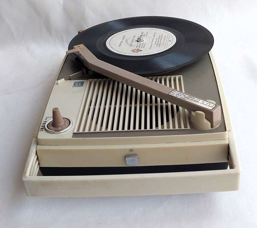 Vintage Denon Portable Record Player- Plays both 45 singles & 33 LP's