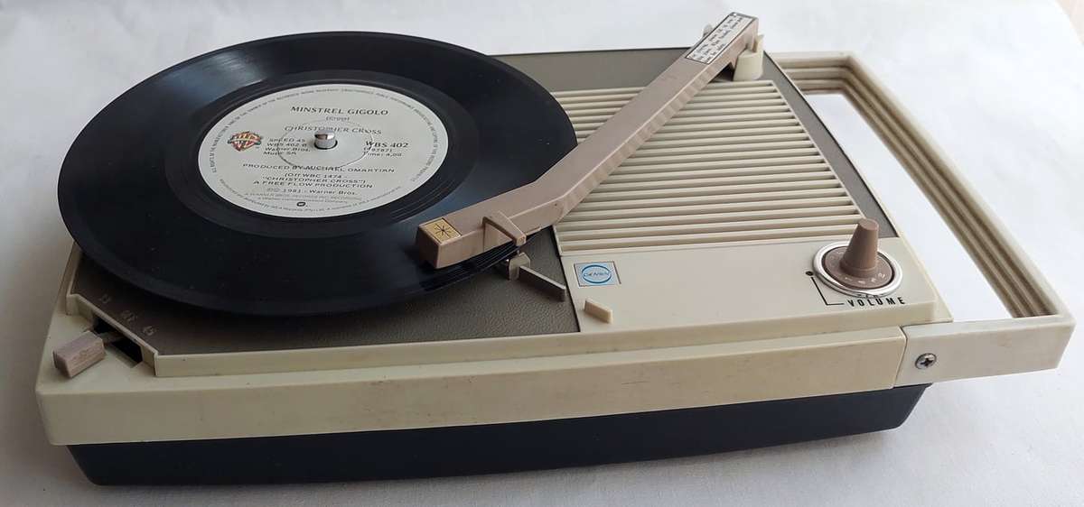 Vintage Denon Portable Record Player- Plays both 45 singles & 33 LP's