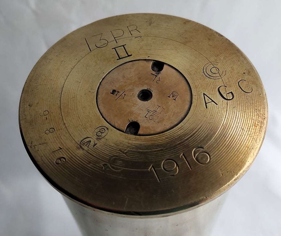 Brass Artillery Shell Casing - 13 Pounder Mark 2 -1916