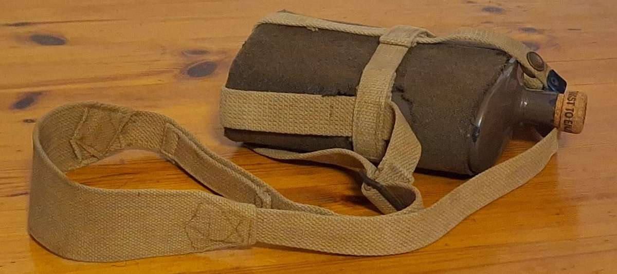 World War 2 - Water Bottle with cover , harness & shoulder strap
