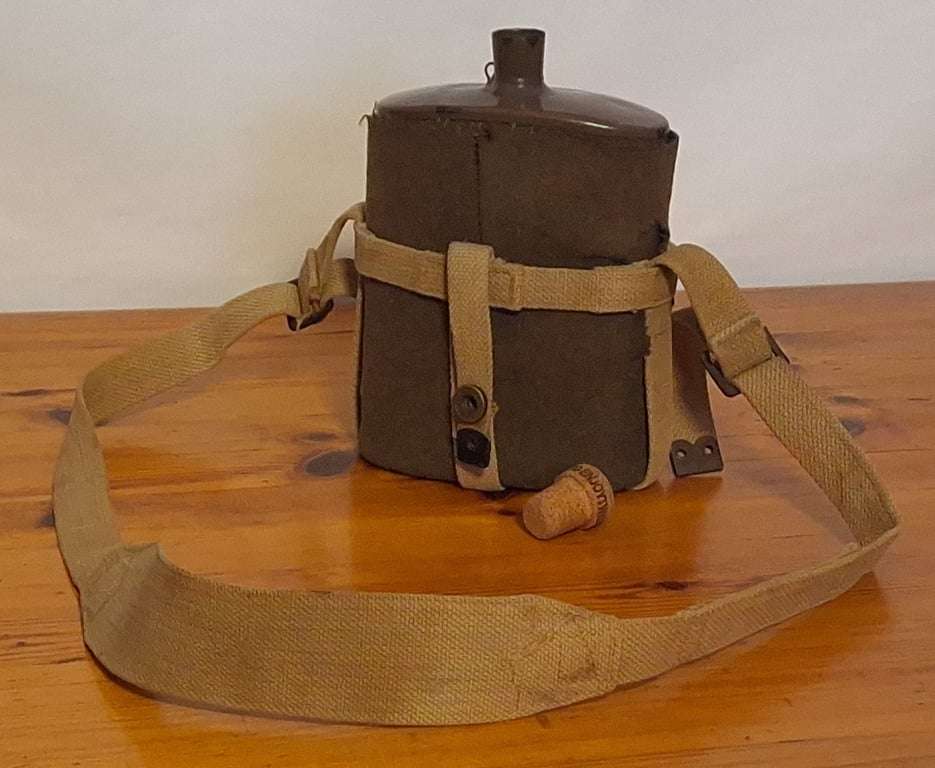 World War 2 - Water Bottle with cover , harness & shoulder strap