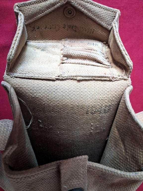 Rare Original WW2 South African / British P37 Canvas Pouch with Shoulder Sling (1939 Pattern - Di...
