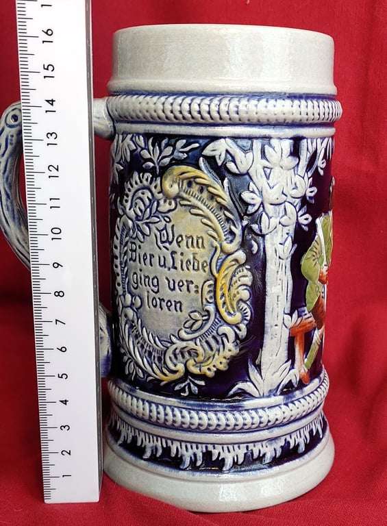 Original German King 10 Blue& Grey Beer Stein - 300 A 1/2