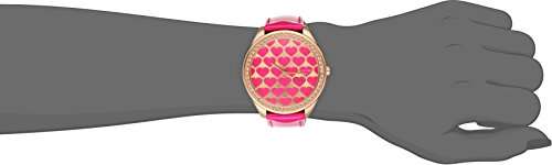 GUESS Women's U0535L1 Pink Heart Watch with Rose Gold-Tone Case & Genuine Patent Leather Strap