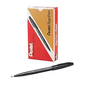 Pentel Sign Pen Fiber-Tipped Black Ink Box of 12 S520-A