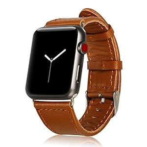 JISONCASE Premium Leather Strap BNEW Apple Watch 40mm 2018 an (Apple Watch 40mm)(Brown-40mm)