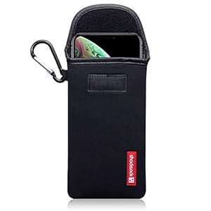 Shocksock Compatible iPhone XS Max Case Neoprene Shock Resistant Pouch Carabiner Black