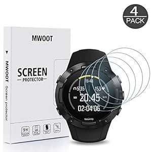 MWOOT Pack of 4 Screen Protector Glass Tempered Compatible Suunto 5 GPS Multisport Watch 9H Ha