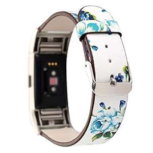 Fitbit Charge 2 BWomen Girls Fashion Floral Soft Leather Replacement Accessories Bands Wrist (B)
