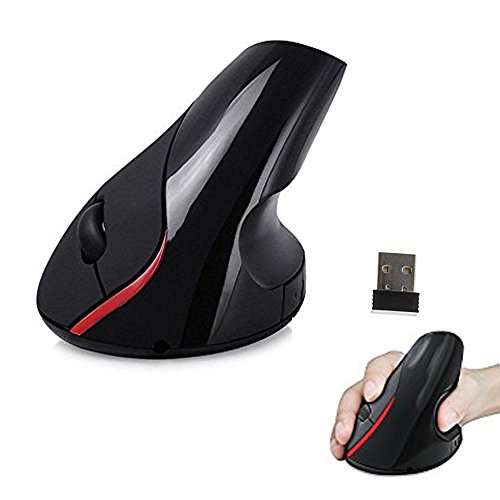 Wireless Vertical Ergonomic Optical Mouse; No Batteries Comfortable and Healthy
