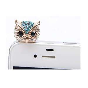Vandot 3D Cute Owl Bling Glitter Rhinestone Diamond 3.5mm Anti Dust Plug Earphone Jack Stopper (Owl)