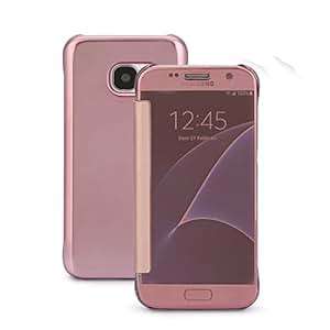 CICMOD Phone Case Bumper Flip Mirror Cover for Samsung Galaxy S7 Rose Gold/Pink