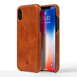 NOVADA Leather iPhone X Case Genuine Leather Back Cover Tan