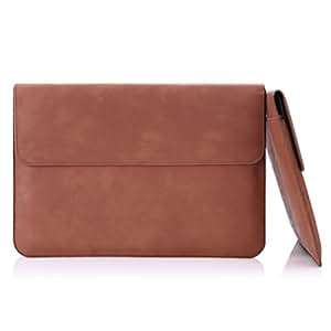 MoKo MacBook Pro 15-Inch Laptop Sleeve Bag PU Leather PC Notebook Carrying Wallet Sleeve Case for