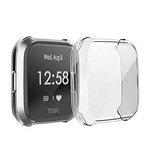 Jvchengxi Fitbit Versa Lite Edition Screen Protector TPU Plated Case All-Around Protect (Clear)