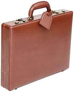 Tassia Bonded Leather Attache Briefcase Removable Tablet Pouch Brown (Brown)