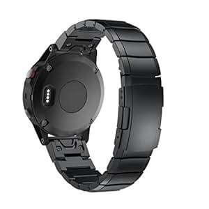 Garmin Fenix 5S/Fenix 5S Sapphire Strap HARRYSTORE Genuine Stainless Steel Bracelet Quic (Black)