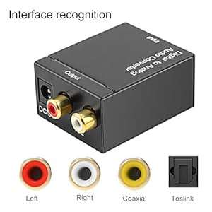 Swiftswan Digital Optical Coaxial Toslink Signal to Analog Audio Converter Adapter RCA