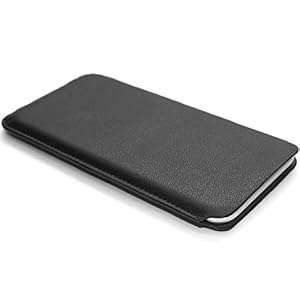 CushCase iPhone 7 Plus and 6/6S Plus Leather Case Pouch Sleeve 5.5 inch - Genuine Leather - Black