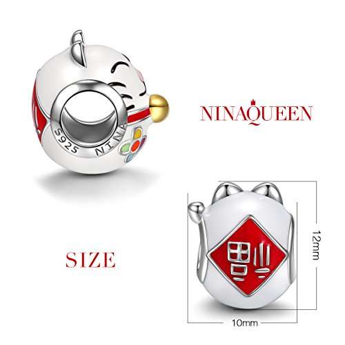 NinaQueen 925 Sterling Silver Enamel Japan Lucky Cat Charm