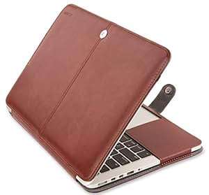 MOSISO MacBook Pro 15 Case Premium PU Leather Book Sleeve Cover StFunction MacB (Brown)