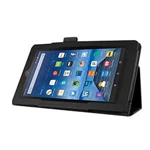 Transer Leather Case for Kindle Fire HD 7 2015 Stand Tablet Case Cover Black (Black)