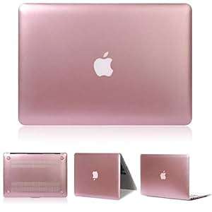 LIANGUK MacBook Air 13 Metallic Hard Shell Case Cover Plastic Protective Cover Metal Ser (Rose Gold)