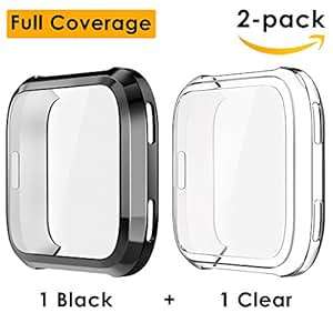 CAVN Fitbit Versa Screen Protector Case 2 Packs TPU Plated Screen Protector Rugged Cover Full Covera