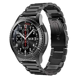 Pinhen Huawei Watch GT Strap 22MM Watch BSteel Stainless Metal WatchbReplacement (Black)