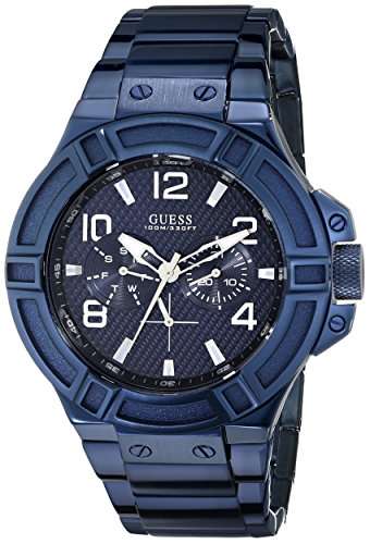 GUESS Men's U0218G4 Rigor Iconic Blue Plated Multi-Function Watch