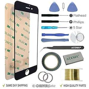 ACENIX Black Touch Screen Front Lens Glass Replacement For Apple iPhone 6/6s 4.7 With 17 Pieces Repl