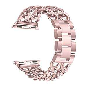 Watch Straps Apple Watch iWatch 38/42mm Stainless Steel Dxlta Men Women Double Chain (Rosegold)