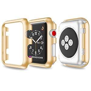 NXET Apple Watch Series 3/2/1 Case 38mm Aluminium Bumper Case Scratch Resistant Protect (38mm)(Gold)
