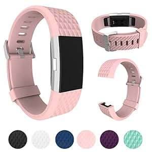 Bear Village Fitbit Charge 2 Wrist Strap Fitbit Charge 2 BSoft TPU Adjustable Replacement (Pink)