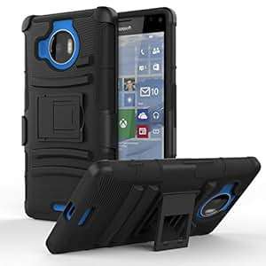 Lumia 950 XL Case - MoKo [Heavy Duty] Full Body Rugged Holster Cover with Swivel Belt Clip - Dual L